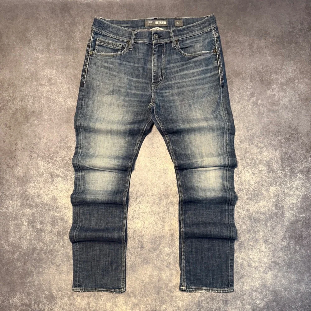 Buckle BKE Jake Straight Leg Jeans Mens 33L Medium Wash Blue Denim Stretch 33